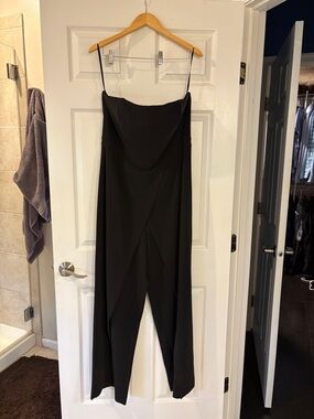 White House Black Market Black Strapless Draped Romper Jumpsuit